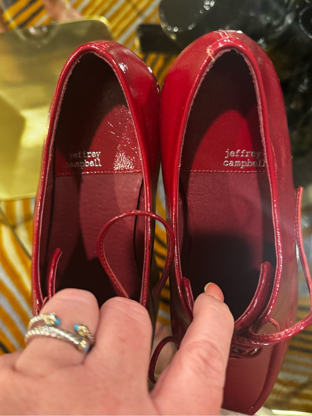 Red Patent Platform Lace-Up Shoes - Picture 4 of 5